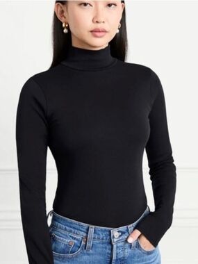 Hill House Luna Black Long-Sleeve Turtleneck Luna Bodysuit Small